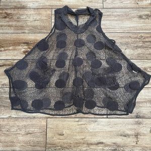 Heydari Sheer Netting Swing Polka dots Blouse Top Size 1 Rare
